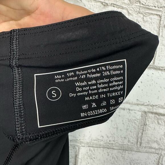 Sweaty Betty Leggings Zero Gravity 7/8 Crop Run Glitch Athletic Black Orange S - Picture 5 of 8